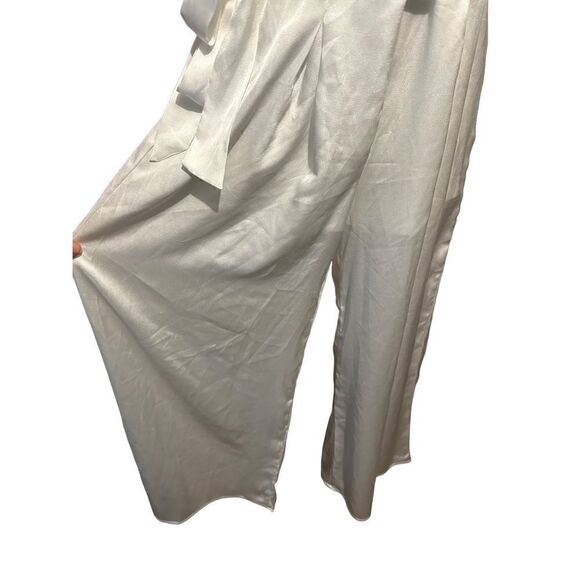 Altard State Womens White Extra Wide Leg Jumpsuit Waist Tie Half Lining Sz Small - Picture 5 of 15